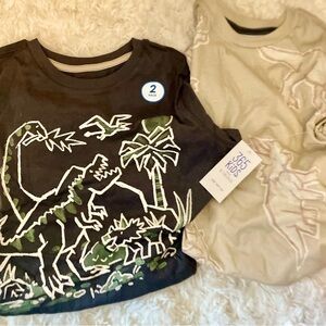365 Kids by Garanimals Boys Mix and Match Dinosaur Graphic Tees, 2-Piece